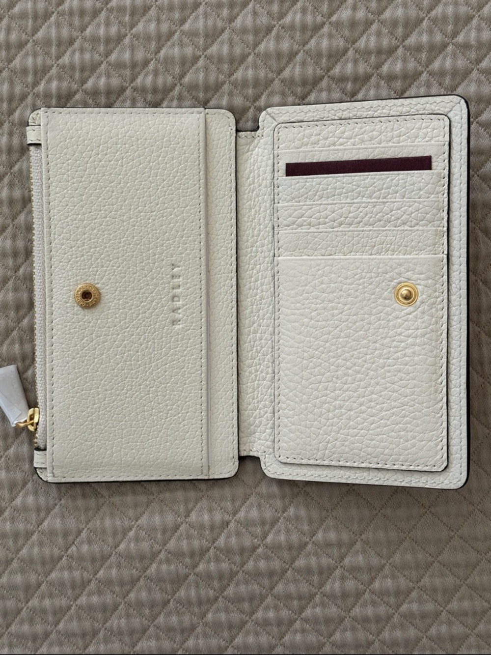 Radley White Embroidered Leather Zip Wallet with Gold Accent - Picture 4 of 6
